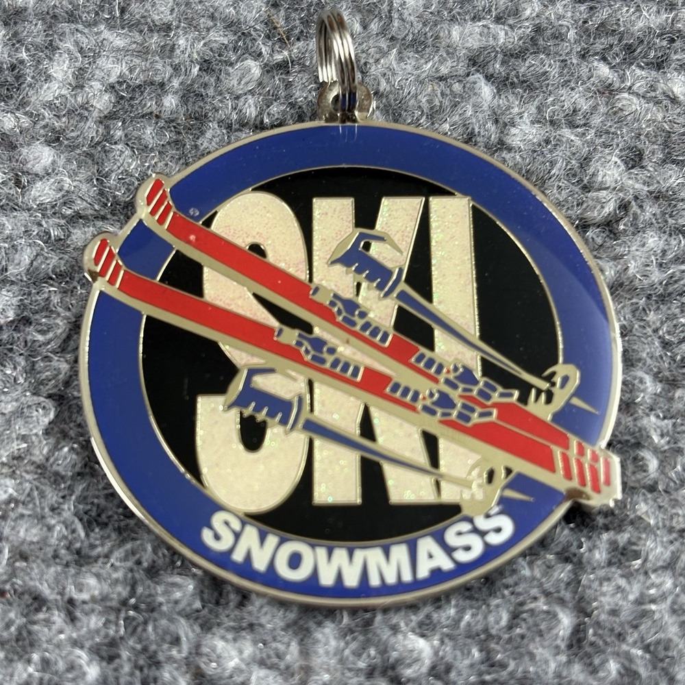 VTG 80s Ski Snowmass‎ Colorado Enamel Pendant Premier Designs Souvenir Charm